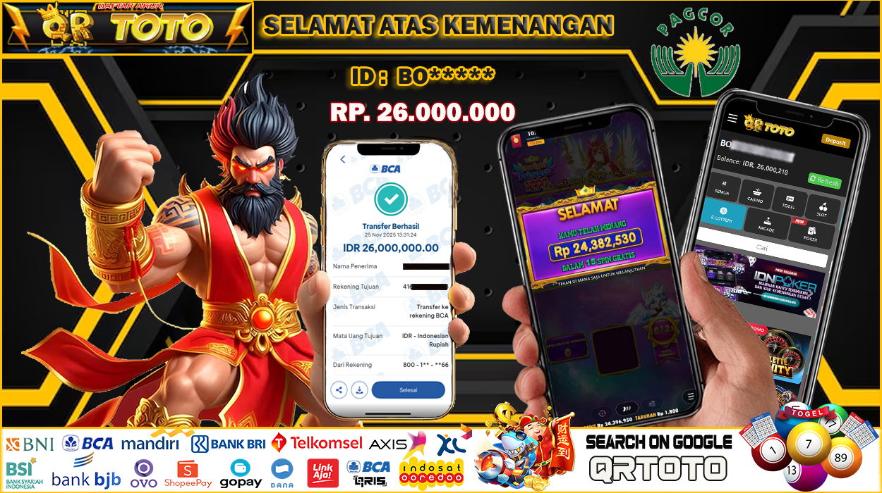 QRTOTO Jackpot Slot Rp 26.000.000 ~ LUNAS