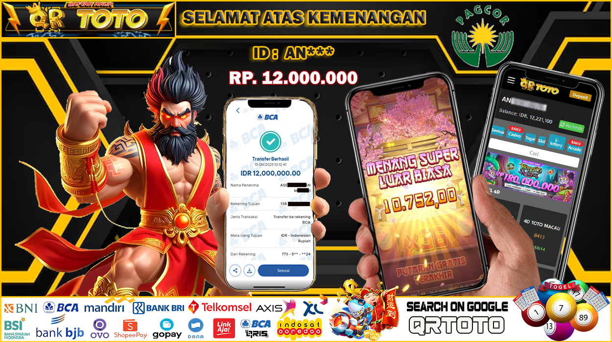 QRTOTO Jackpot Slot Rp 12.000.000 ~ LUNAS