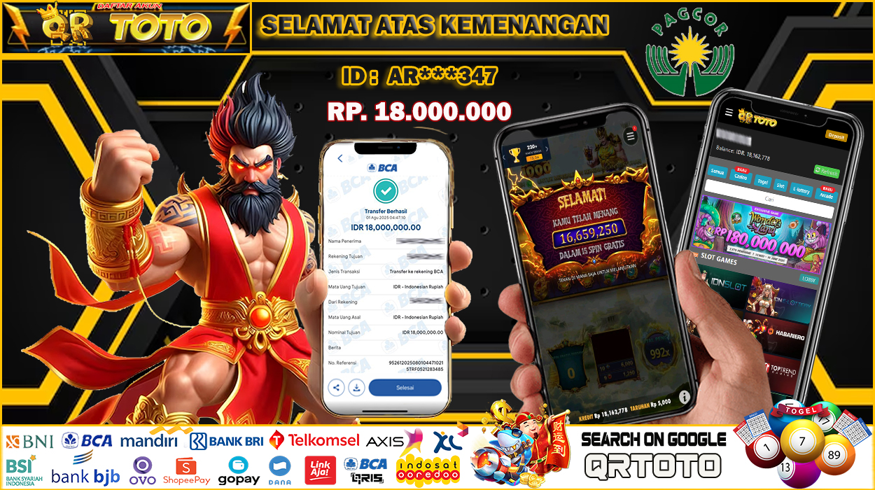 QRTOTO Jackpot Slot Rp 18.000.000 ~ LUNAS