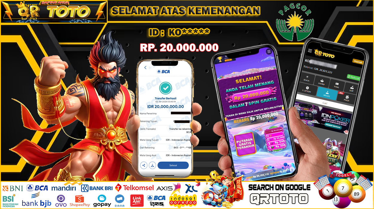 QRTOTO Jackpot Slot Rp 20.000.000 ~ LUNAS