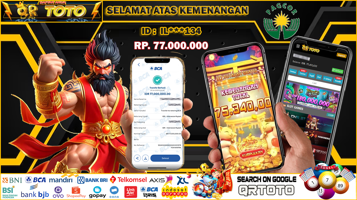 QRTOTO Jackpot Slot Rp 77.000.000 ~ LUNAS