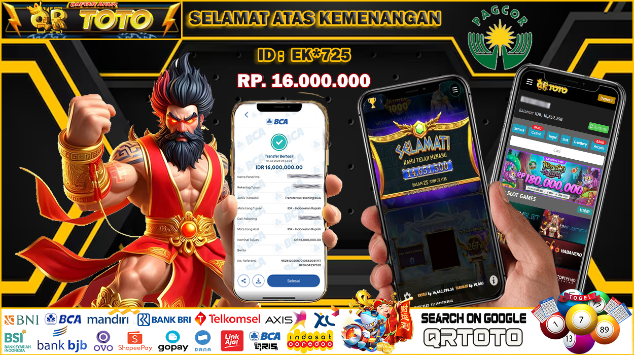 QRTOTO Jackpot Slot Rp 16.000.000 ~ LUNAS