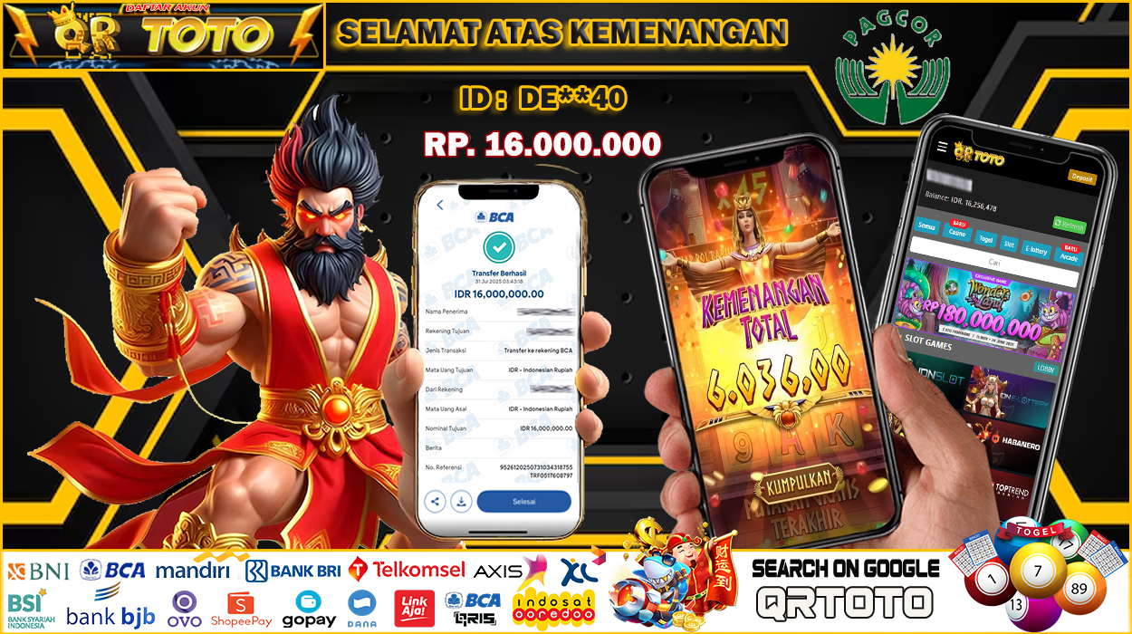 QRTOTO Jackpot Slot Rp 16.000.000 ~ LUNAS