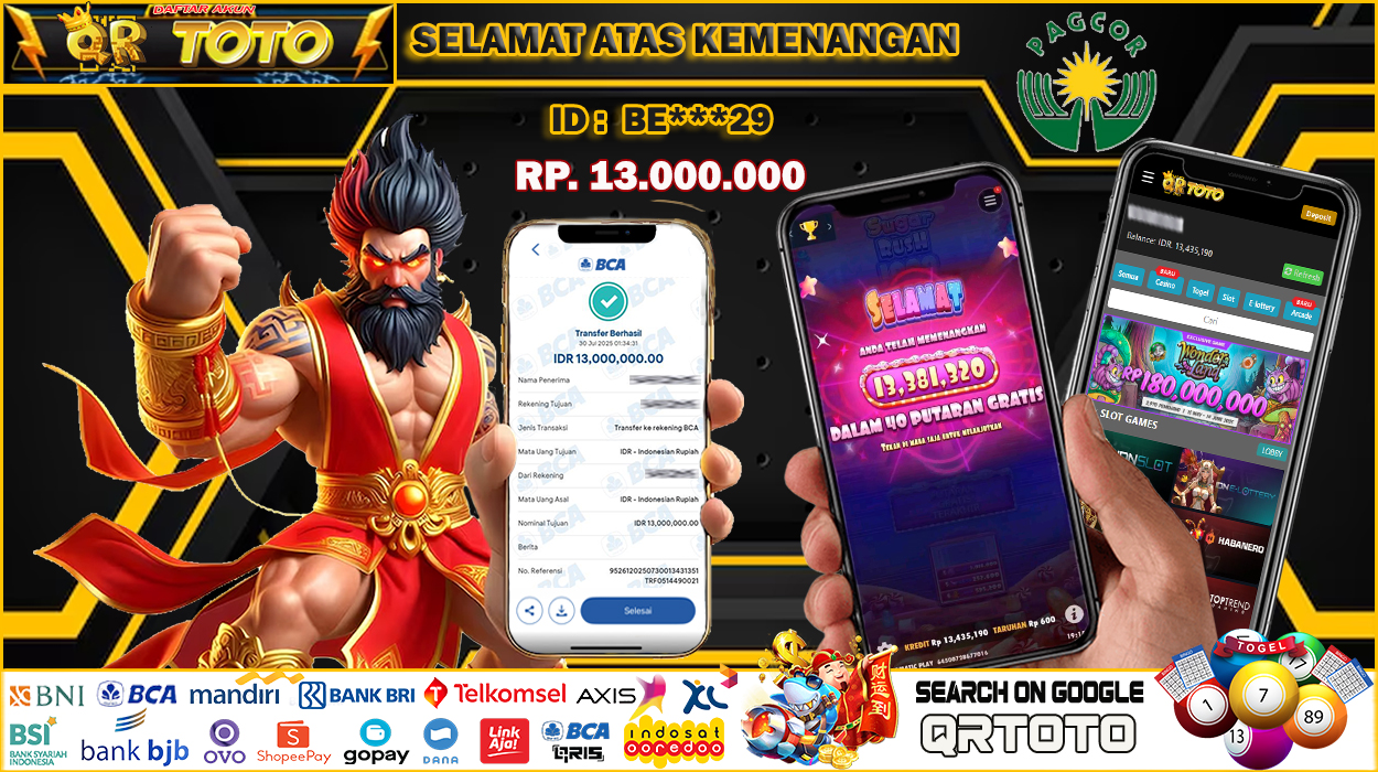 QRTOTO Jackpot Slot Rp 13.000.000 ~ LUNAS