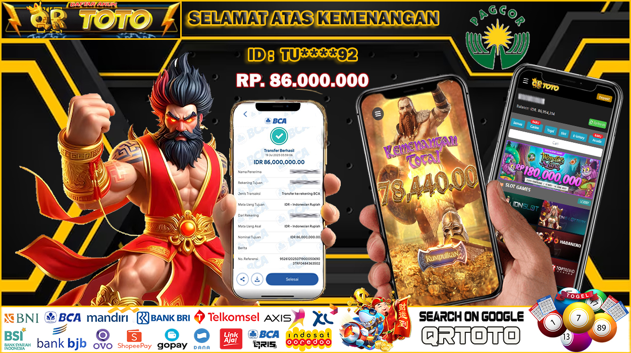 QRTOTO Jackpot Slot Rp 86.000.000 ~ LUNAS
