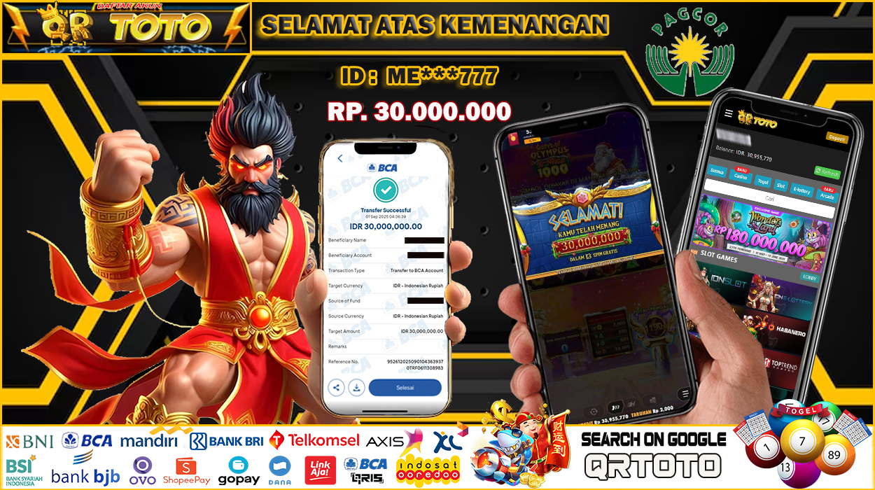 QRTOTO Jackpot Slot Rp 30.000.000 ~ LUNAS