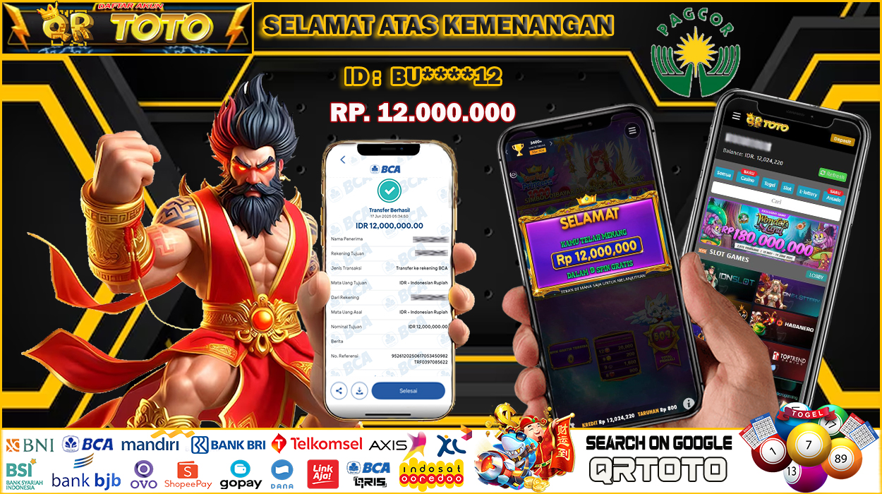 QRTOTO Jackpot Slot Rp 12.000.000 ~ LUNAS