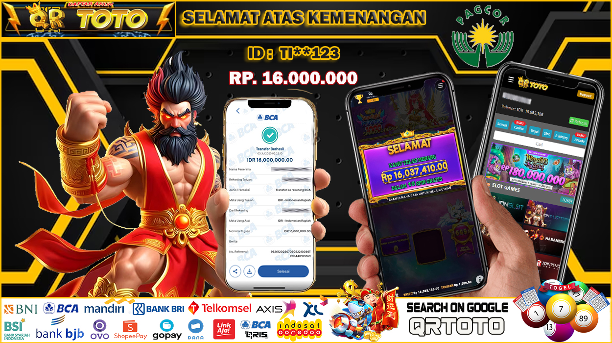 QRTOTO Jackpot Slot Rp 16.000.000 ~ LUNAS