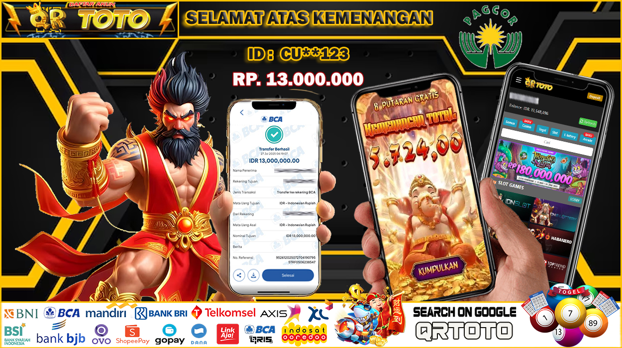 QRTOTO Jackpot Slot Rp 13.000.000 ~ LUNAS